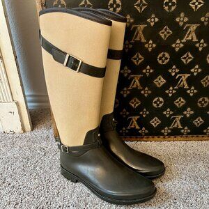 Hunter Boots Two Tone Riding Style Brown Rubber Boots